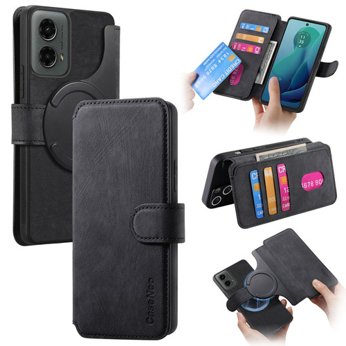 Moto G 5G 2024 CaseNeo MagSafe RFID Anti-theft Retro Leather Phone Case - Black